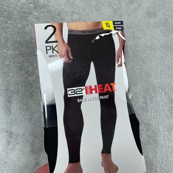 32 Degrees HEAT Mens Base Layer Pants 2-Pack Small Black/Black a0650 - Picture 1 of 5